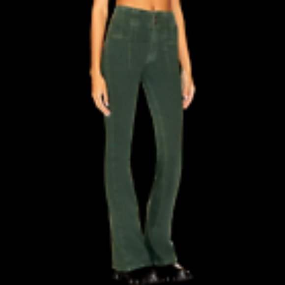 NEW FREE PEOPLE WE THE FREE GREEN JAYDE CORD CORDUROY FLARE JEANNS SIZE 26 - Picture 2 of 11